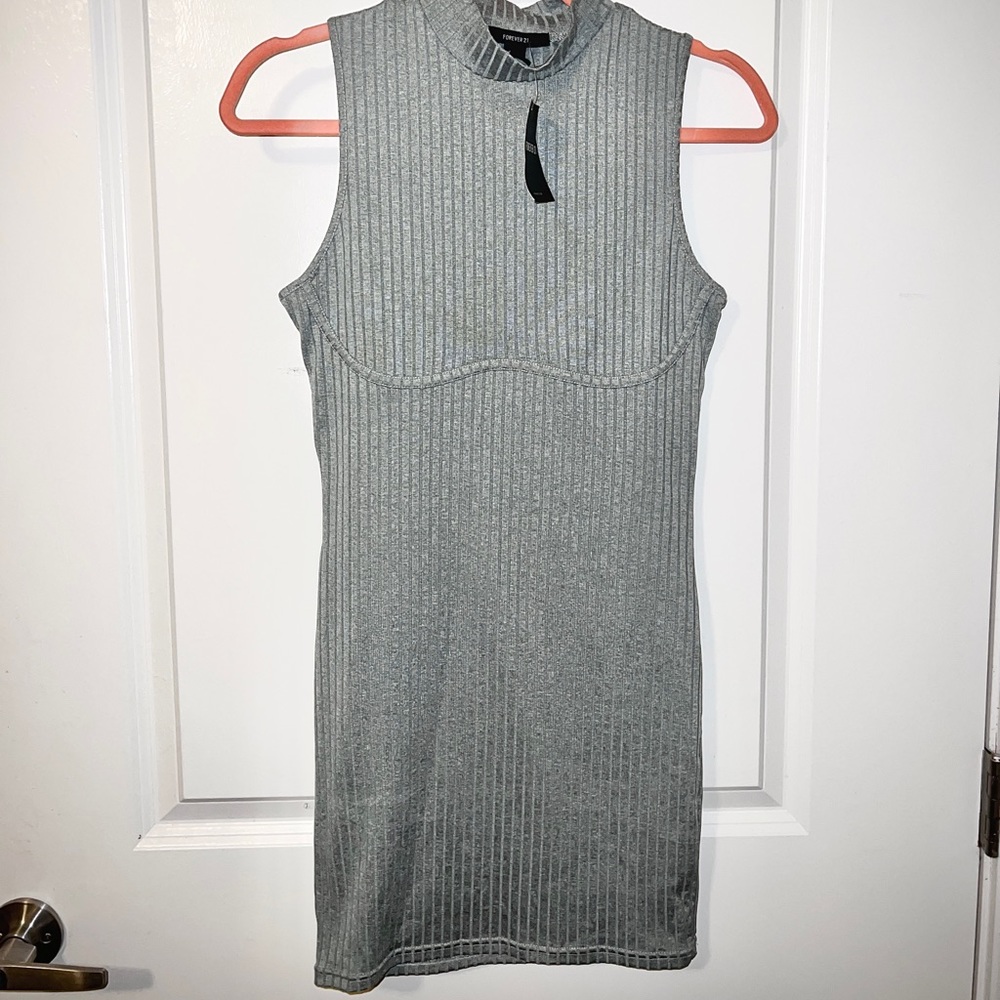 Gray, rigid mini dress. 
Brand New!! Never worn!!
Tag still attached